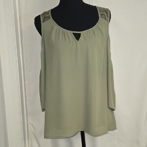 Candie's Sage Green Blouse with Lace Detail